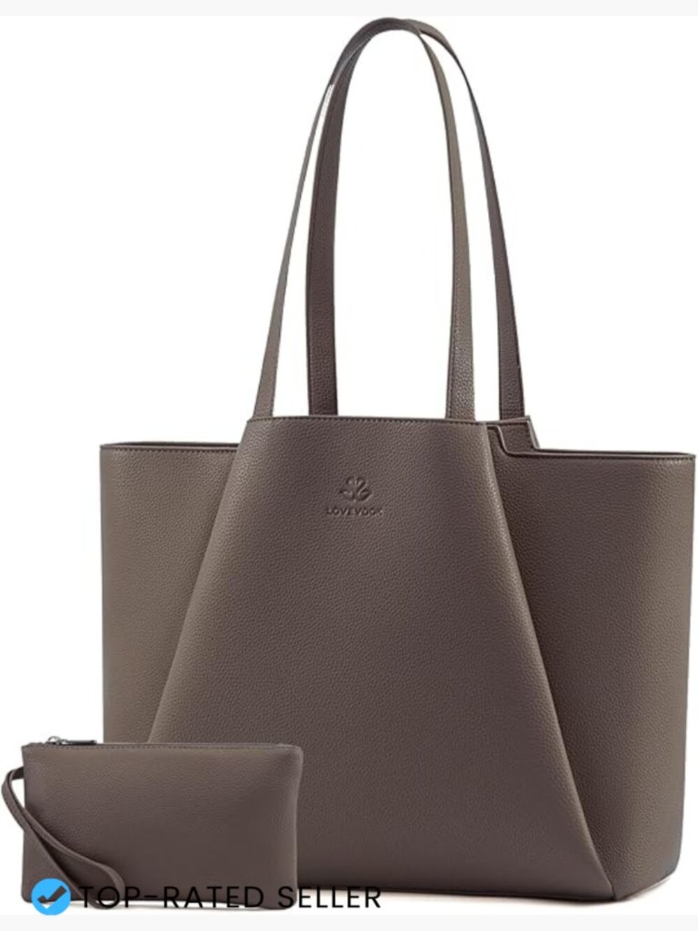 Faux Leather Laptop Tote for Women Large Capacity Work Bag Shoulder Purse